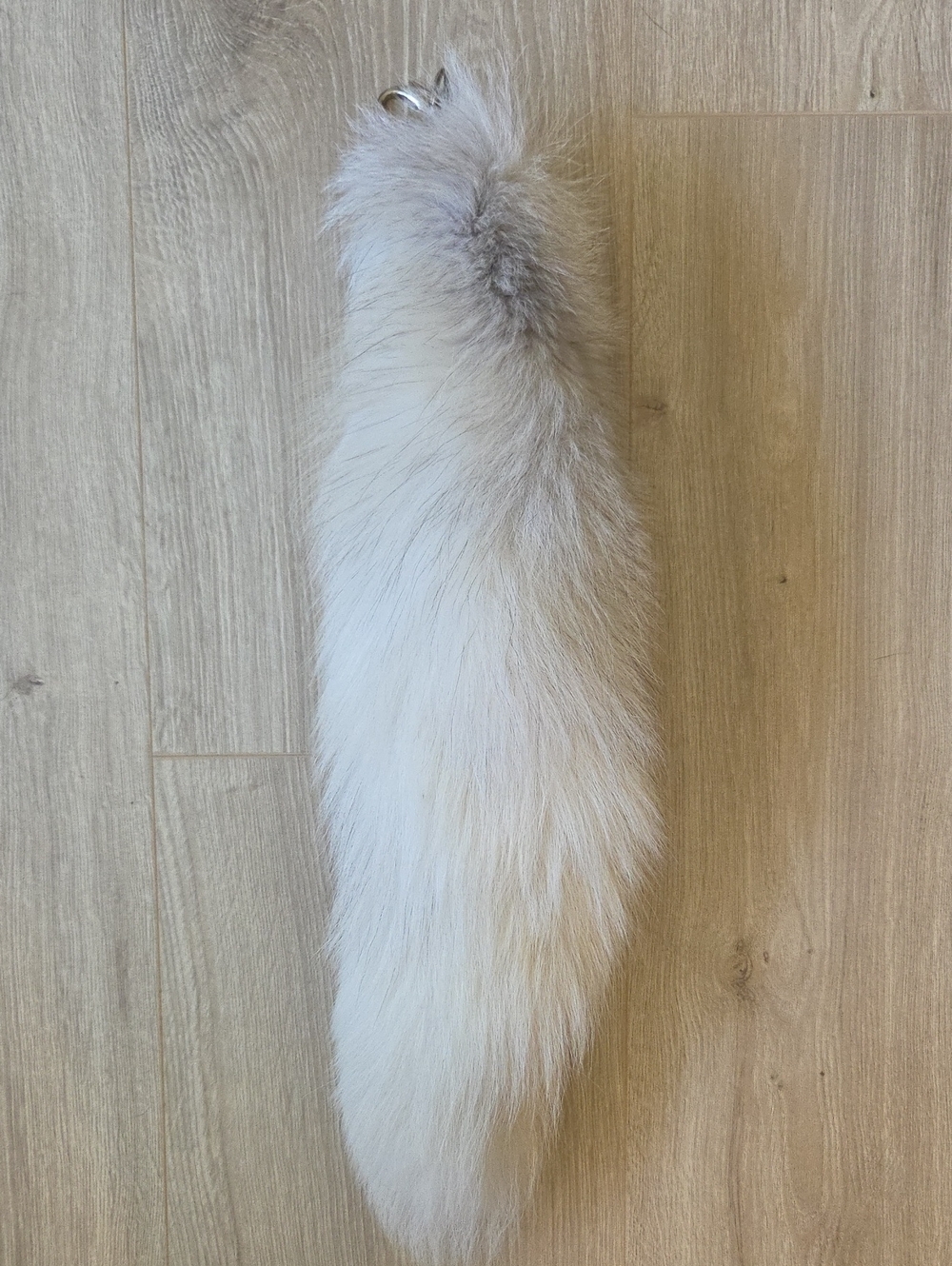Plush Light But Large Gray Faux Fur Tail Keychain
